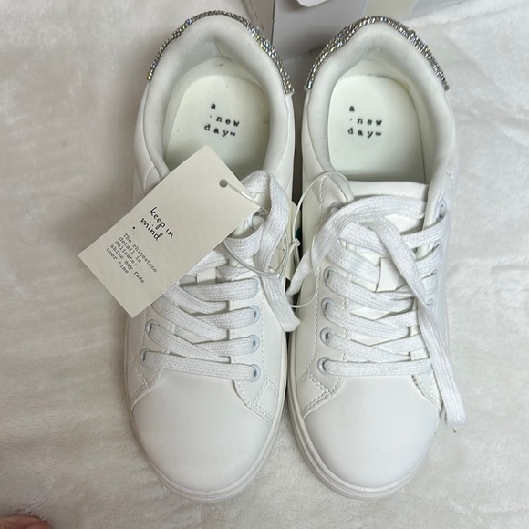 A New Day White  Sneakers with Rhinestones - Picture 7 of 12
